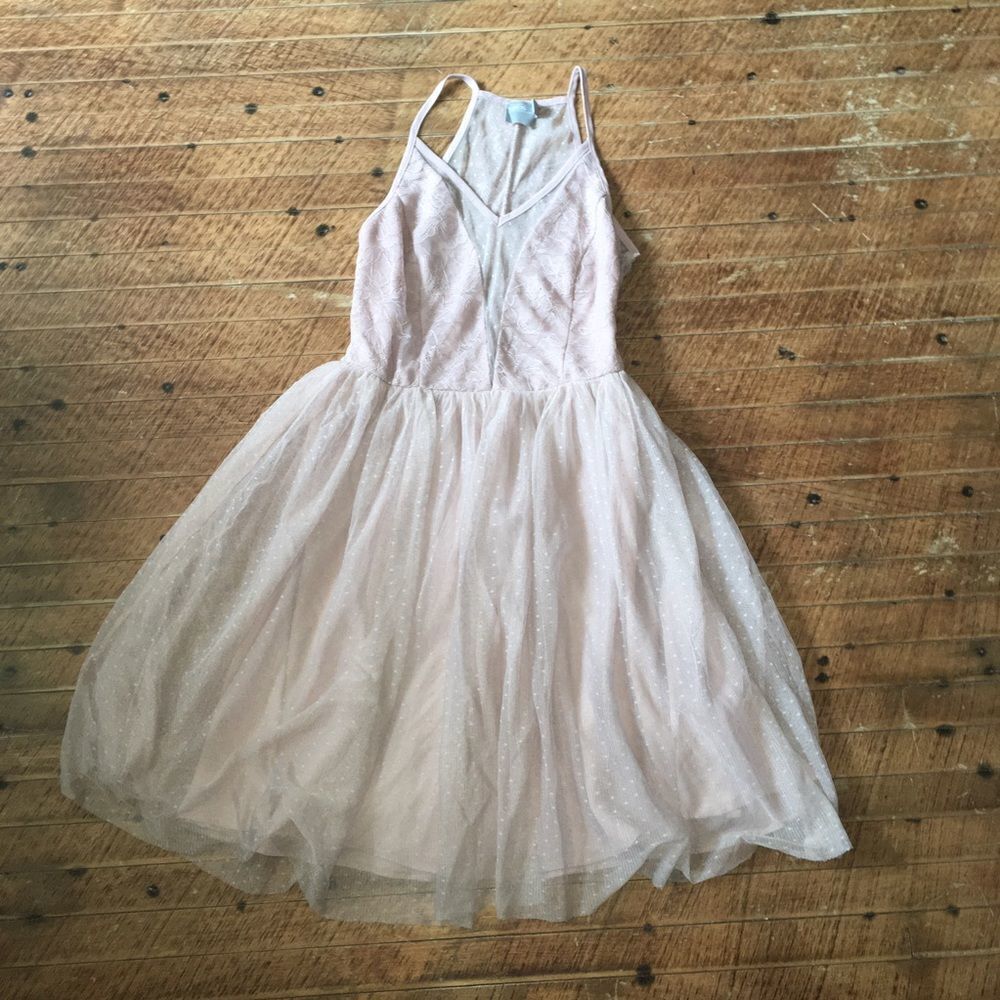 ASOS sheer halter v-neck layered skater dress